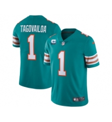 Men's Miami Dolphins 2022 #1 Tua Tagovailoa Aqua With 1-star C Patch Stitched Jersey Men's Miami Dolphins 2022 #1 Tua Tagovailoa Aqua With 1-star C Patch Stitched Jersey
