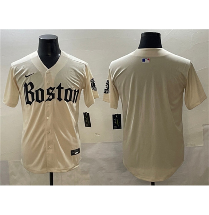 Men's Boston Red Sox Blank Cream Gothic Vapor Limited Stitched Baseball Jersey