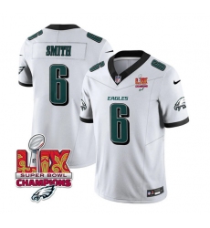 Men's Philadelphia Eagles #6 DeVonta Smith White 2025 Eagles Logo Super Bowl LIX New F.U.S.E. Vapor Untouchable Limited Football Stitched Jersey