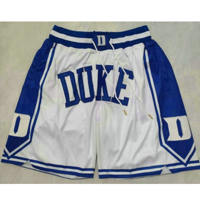 Men's Duke Blue Devils White Just Don Shorts