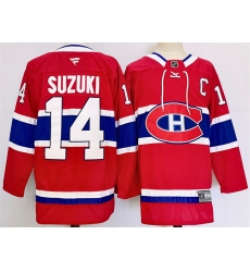 Men's Montreal Canadiens #14 Nick Suzuki Red 2024-25 Stitched Jersey