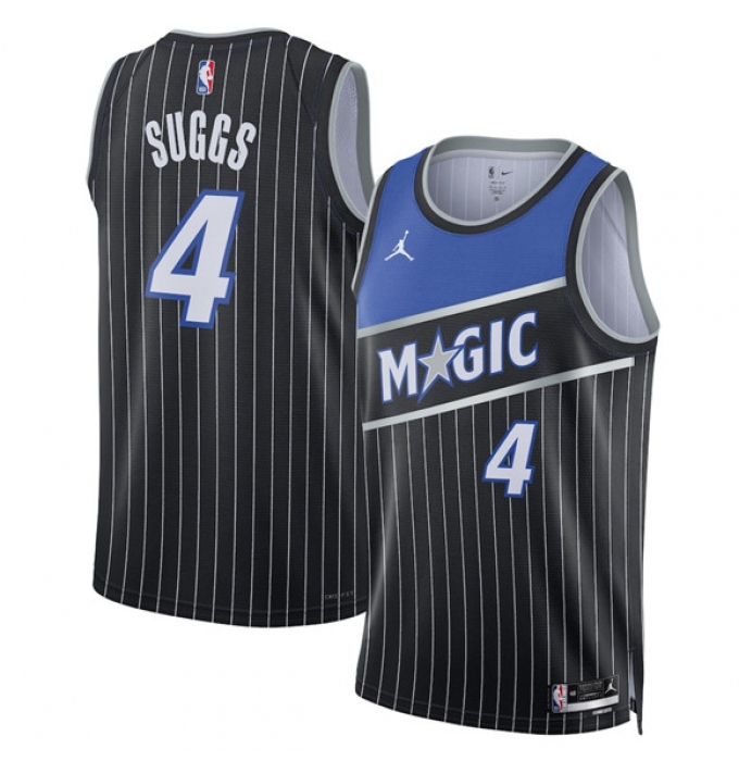 Men's Orlando Magic #4 Jalen Suggs Black 2025 Statement Edition Stitched Basketball Basketball Jersey
