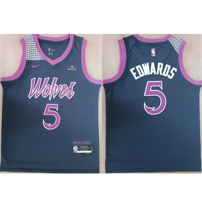 Men's Minnesota Timberwolves #5 Anthony Edwards Navy Stitched jersey