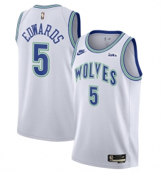 Men's Minnesota Timberwolves #5 Anthony Edwards White 2023-24 Classic Edition Stitched Jersey