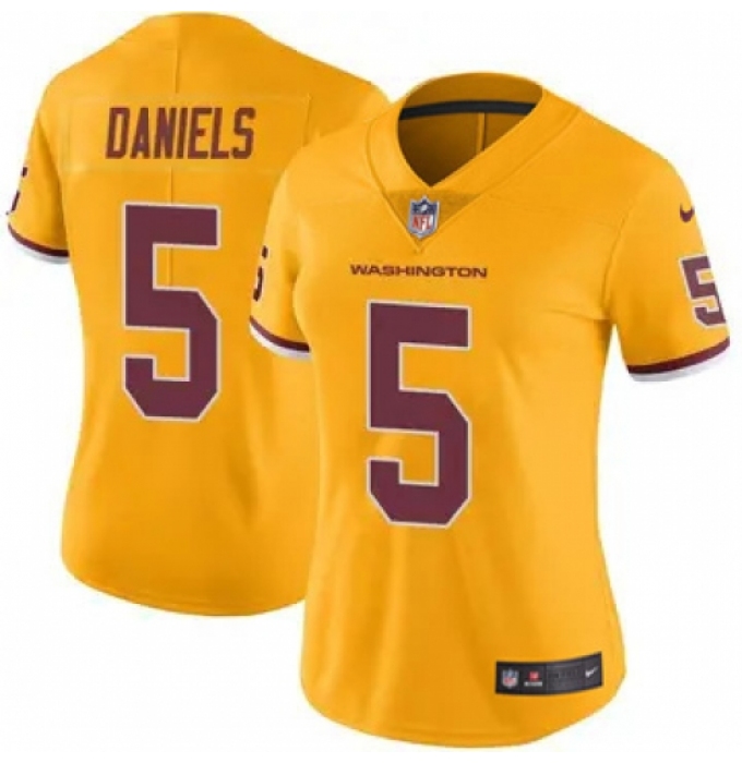 Women Washington Commanders #5 Jayden Daniels Burgundy Rush Stitched Football Jersey