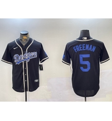 Men's Los Angeles Dodgers #5 Freddie Freeman Black Cool Base Jerseys