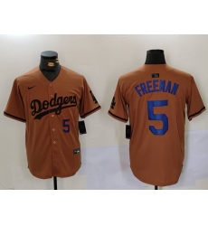 Men's Los Angeles Dodgers #5 Freddie Freeman Number Olive Cool Base Limited Stitched Jerseys