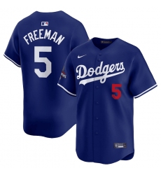 Men's Los Angeles Dodgers #5 Freddie Freeman Royal 2024 World Series Champions Alternate Limited Stitched Baseball Jersey