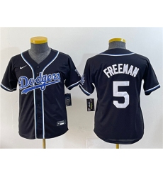 Youth Los Angeles Dodgers #5 Freddie Freeman Black Stitched Baseball Jersey