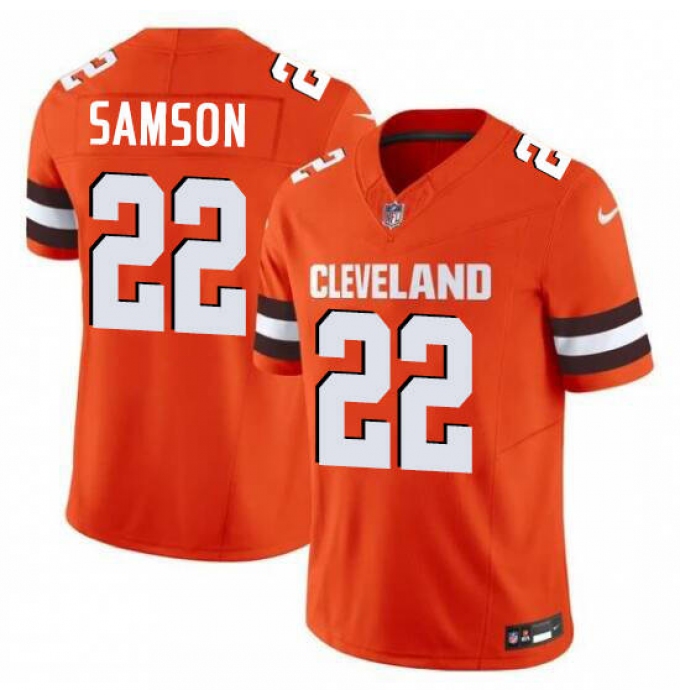 Men's Cleveland Browns #22 Samson Orange 2025 Vapor Limited Football Stitched Jersey