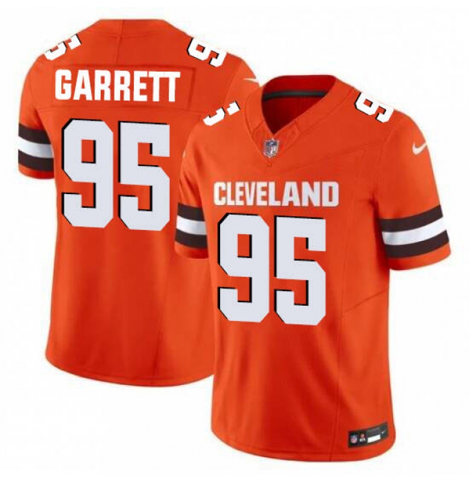 Men's Cleveland Browns #95 Garrett Orange 2025 Vapor Limited Football Stitched Jersey