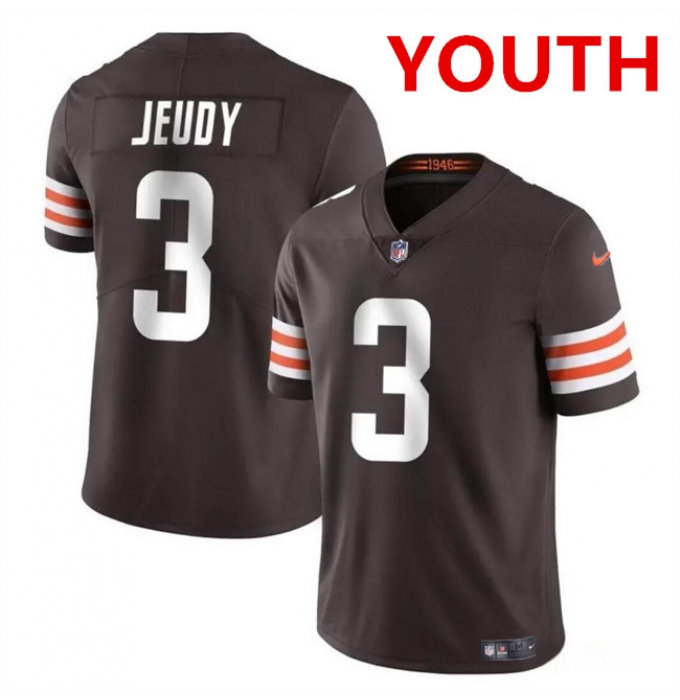 Youth Cleveland Browns #3 Jerry Jeudy Brown Vapor Limited Stitched Football Jersey
