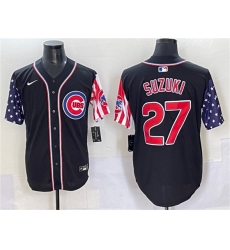 Men's Chicago Cubs #27 Seiya Suzuki Black 2025 Independence Day Vapor Premier Limited Stitched Baseball Jersey