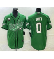 Men's Nike Philadelphia Eagles #0 DAndre Swift Green C Cool Base Stitched Baseball Jersey