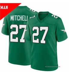 Men's Philadelphia Eagles ＃27 Quinyon Mitchell Game Green Kelly Stitched Jersey