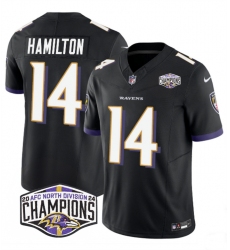 Men's Baltimore Ravens #14 Kyle Hamilton Black F.U.S.E 2024 AFC North Division Champions Vapor Limited Football Jersey Men's Baltimore Ravens #14 Kyle Hamilton Black F.U.S.E 2024 AFC North Division Champions Vapor Limited Football Jersey