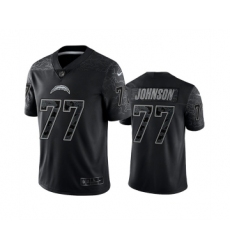 Men's Los Angeles Chargers #77 Zion Johnson Black Reflective Limited Stitched Football Jersey