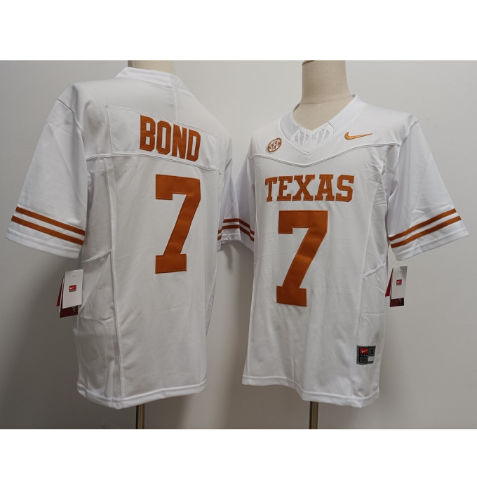 Men's Texas Longhorns #7 Isaiah Bond White FUSE Stitched Jersey