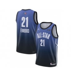 Men's 2023 All-Star #21 Joel Embiid Blue Game Swingman Stitched Basketball Jersey