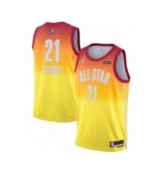 Men's 2023 All-Star #21 Joel Embiid Orange Game Swingman Stitched Basketball Jersey