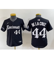 Youth Cincinnati Reds #44 Elly De La Cruz Black 'Gothic Queen City Edition' Vapor Premier Limited Stitched Baseball Jersey