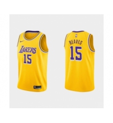 Men's Los Angeles Lakers #15 Austin Reaves Gold Stitched Jersey