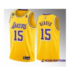 Men's Los Angeles Lakers #15 Austin Reaves Yellow Edition With NO.6 Stitched Basketball Jersey