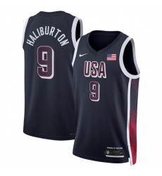 Men's USA Basketball #9 Tyrese Haliburton Navy 2024 Swingman Stitched Jersey