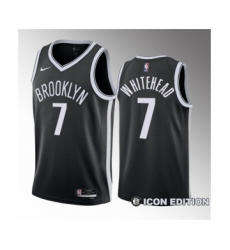 Men's Brooklyn Nets #7 Dariq Whitehead Black 2023 Draft Icon Edition Stitched Basketball Jersey