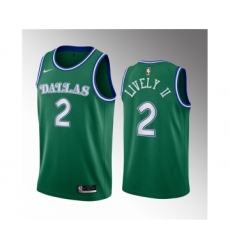 Men's Dallas Mavericks #2 Dereck Lively II Green 2023 Draft Classic Edition Stitched Basketball Jersey