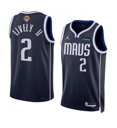 Men's Dallas Mavericks #2 Dereck Lively II Navy 2024 Finals Statement Edition Stitched Basketball Jersey