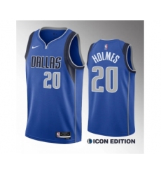 Men's Dallas Mavericks #20 Richaun Holmes Blue 2023 Draft Icon Edition Stitched Basketball Jersey