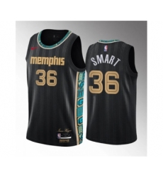 Men's Memphis Grizzlies #36 Marcus Smart Black 2023 Draft City Edition Stitched Basketball Jersey