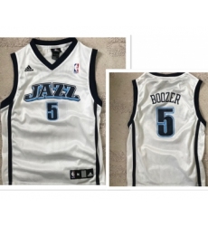 Men's Utah Jazz #5 Carlos Boozer White Adidas Swingman Jersey