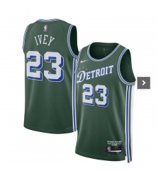 Men's Detroit Pistons #23 Jaden Ivey Green 2023 Draft City Edition Stitched Basketball Jersey