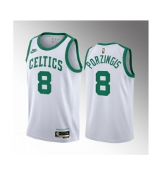 Men's Boston Celtics #8 Kristaps Porzingis White 2023 Draft Association Edition Stitched Basketball Jersey