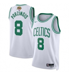 Men's Boston Celtics #8 Kristaps Porzingis White 2024 Finals Association Edition Stitched Basketball Jersey