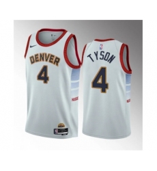 Men's Denver Nuggets #4 Hunter Tyson White 2023 Draft Icon Edition Stitched Basketball Jersey