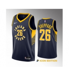 Men's Indiana Pacers #26 Ben Sheppard Navy 2023 Draft Icon Edition Stitched Basketball Jersey