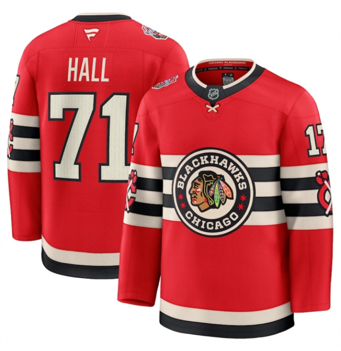 Men's Chicago Blackhawks #71 Taylor Hall Red 2024-25 Winter Classic Stitched Hockey Jersey