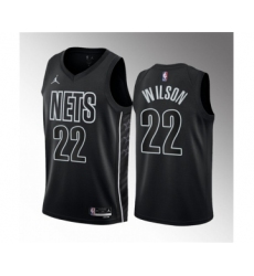 Men's Brooklyn Nets #22 Jalen Wilson Black 2023 Draft Statement Edition Stitched Basketball Jersey