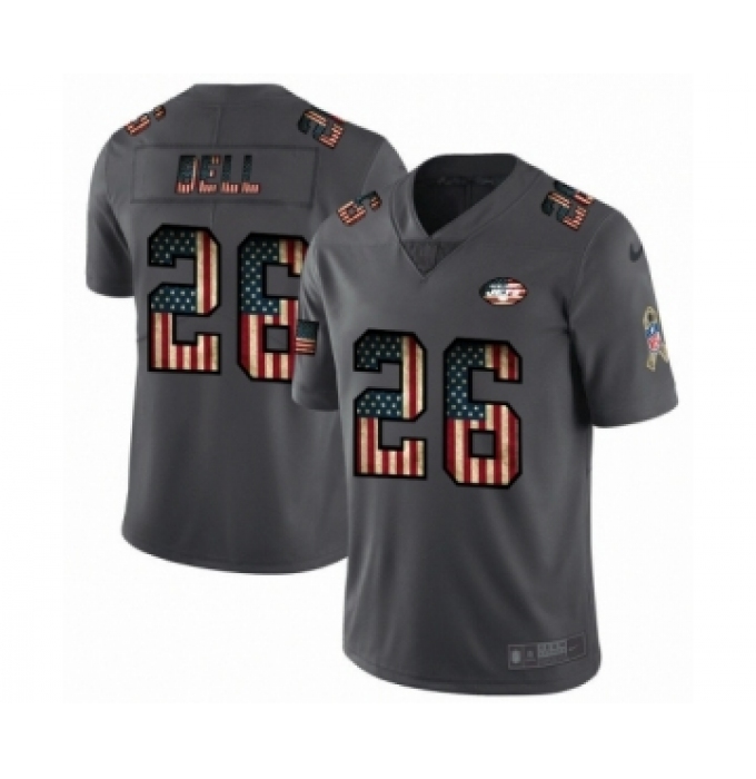 Men's New York Jets #26 Le'Veon Bell Limited Black USA Flag 2019 Salute To Service Football Jersey