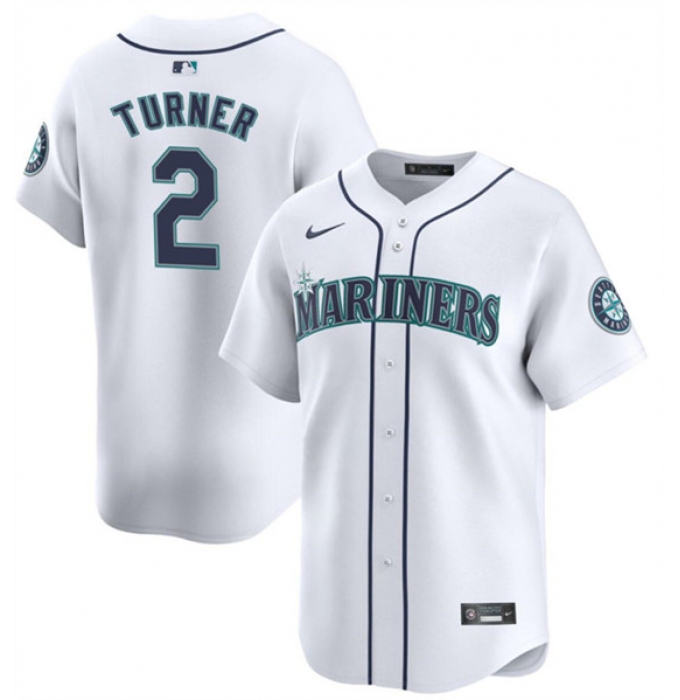 Men's Seattle Mariners #2 Justin Turner White 2024 Home Limited Stitched jersey