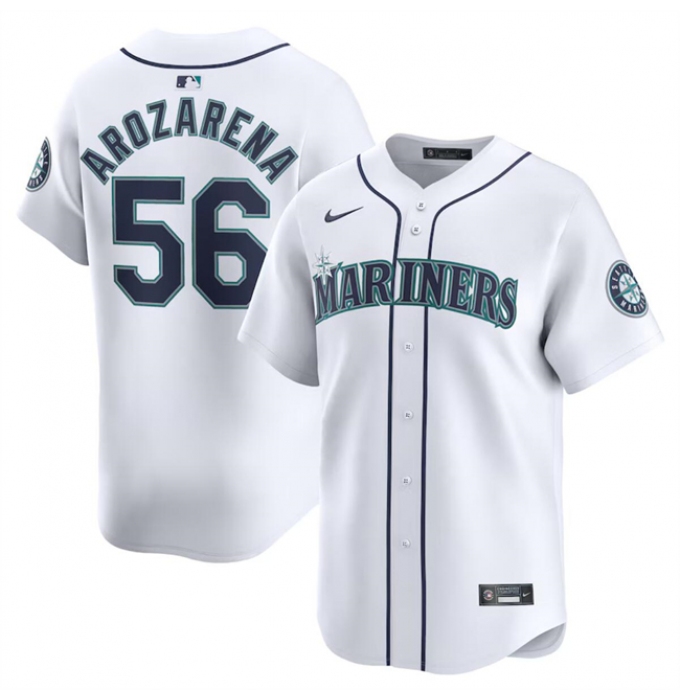 Men's Seattle Mariners #56 Randy Arozarena White 2024 Home Limited Stitched jersey