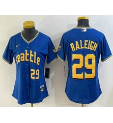 Women's Seattle Mariners #29 Cal Raleigh Number Blue 2024 City Connect Limited Stitched Jersey