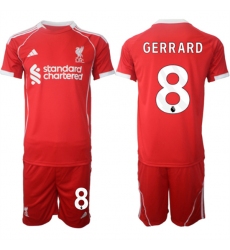 Men's Liverpool #8 Steven Gerrard 2025 Red Home Soccer Jersey Suit