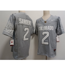 Men's Colorado Buffaloes #2 Shadeur Sanders Grey With XII Patch 2024 F.U.S.E Stitched Football Jersey