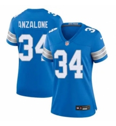 Women Detroit Lions #34 Alex Anzalone Blue Vapor Stitched Nike NFL Jersey