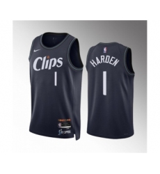 Men's Los Angeles Clippers #1 James Harden Navy 2023-24 City Edition Stitched Jersey