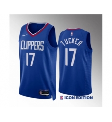 Men's Los Angeles Clippers #17 P.j. Tucker Blue Icon Edition Stitched Jersey